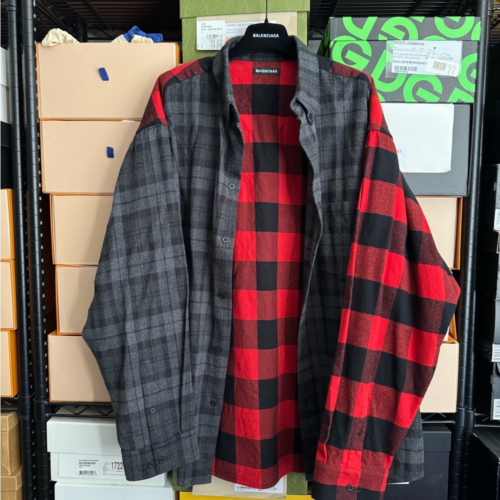 Balenciaga Patchwork Button Down Shirt - image 1